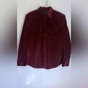 Banana Republic Men's Velvety Corduroy Button-Up Shirt in Rich Burgundy